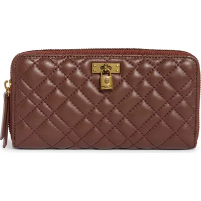 Kurt Geiger London Brixton Quilted Leather Zip Around Continental Wallet In Medium Red