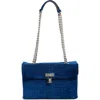 Kurt Geiger London Brixton Velvet Shoulder Bag In Blue
