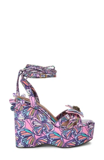 Kurt Geiger London Butterfly Ankle Wrap Platform Wedge Sandal In Purple