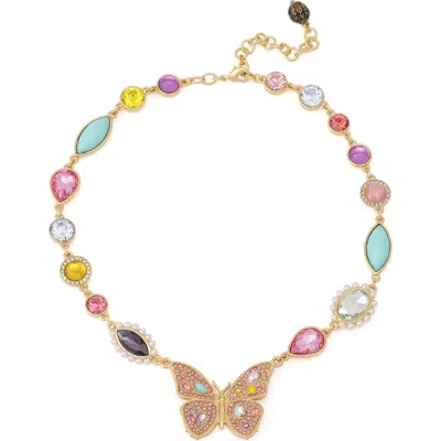 Kurt Geiger London Butterfly Stone Necklace In Multi