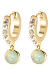 KURT GEIGER KURT GEIGER LONDON CABOCHON & FAUX PEARL HUGGIE DROP EARRINGS