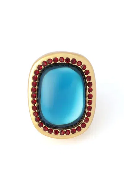 Kurt Geiger London Cabochon Stone Cocktail Ring In Blue