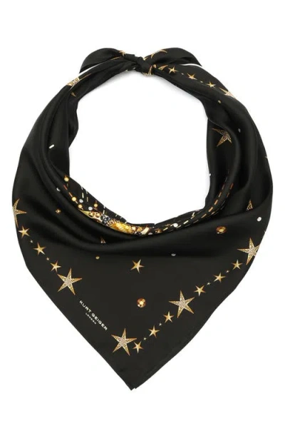 Kurt Geiger London Chain Charm Square Scarf In Black