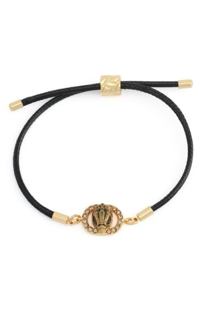 Kurt Geiger London Chelsea Eagle Adjustable Cord Bracelet In Black