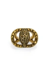 Kurt Geiger London Chelsea Eagle Cutout Ring In Gold