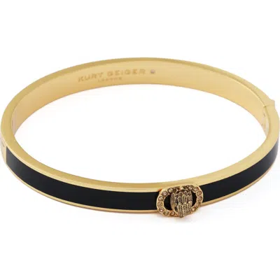 Kurt Geiger London Chelsea Eagle Head Enamel Hinge Bangle In Black
