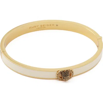 Kurt Geiger London Chelsea Eagle Head Enamel Hinge Bangle In White