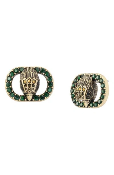Kurt Geiger London Chelsea Eagle Stud Earrings In Green