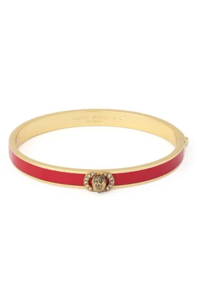 Kurt Geiger London Chelsea Enamel Hinged Bangle In Metallic