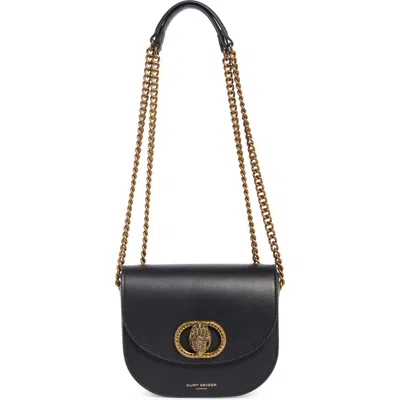 Kurt Geiger London Chelsea Genuine Leather Saddle Bag In Black