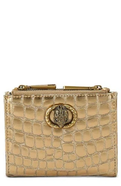Kurt Geiger London Chelsea Metallic Leather Card Holder In Gold