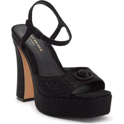 Kurt Geiger London Chelsea Peep Toe Platform Sandal In Black Patent