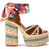 Kurt Geiger Womens Mult/other Chelsea Scarf Rope-heel Platform Suede Sandals Eur 41 / 8 Uk In Brown Multi
