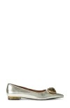 Kurt Geiger London Chelsea Pointed Toe Flat In Gold