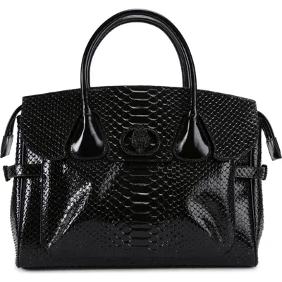 Kurt Geiger London Chelsea Snakeskin Embossed Tote In Black