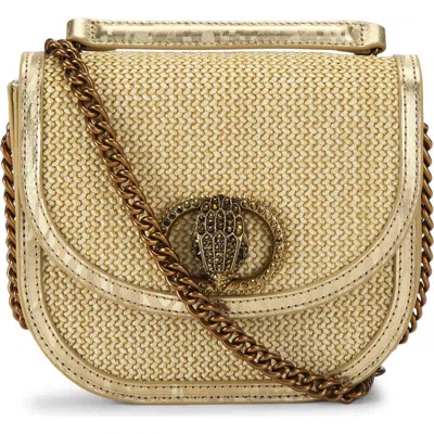 Kurt Geiger London Chelsea Woven Saddle Bag In Open Beige