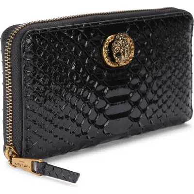 Kurt Geiger London Chelsea Zip Around Embossed Leather Wallet In Black