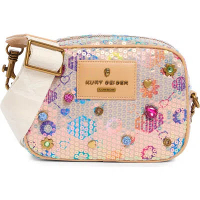 Kurt Geiger London Chiswick Crystal & Sequin Camera Bag In Light Pink Multi