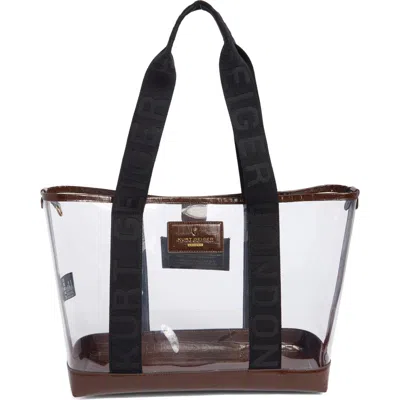 Kurt Geiger London Chiswick Large Clear Shopper Tote In Open Brown