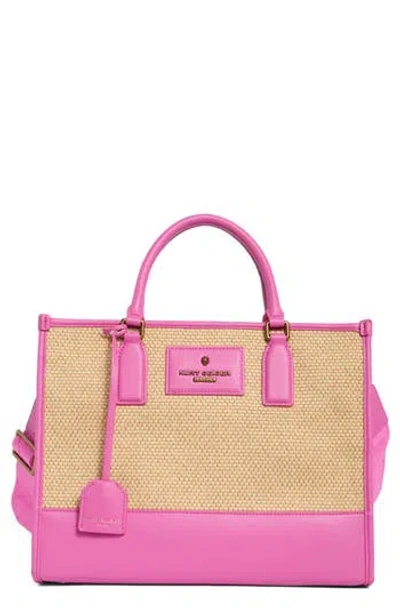 Kurt Geiger London Chiswick Raffia Tote In Pink
