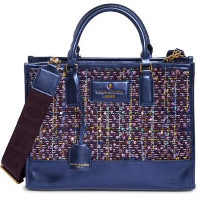 Kurt Geiger London Chiswick Tweed And Faux Leather Tote In Purple