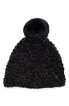 Kurt Geiger London Chunky Chenille Knit Beanie In Black