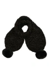 Kurt Geiger London Chunky Chenille Pompom Scarf In Black