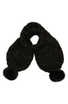 Kurt Geiger London Chunky Chenille Pompom Scarf In Black