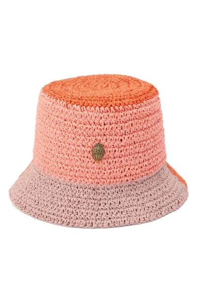 Kurt Geiger London Colorblock Raffia Bucket Hat In Pink