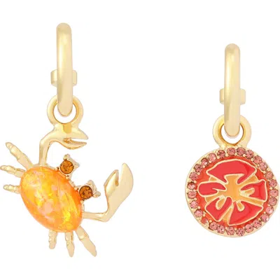 Kurt Geiger London Crab & Tomato Mismatched Drop Earrings In Gold