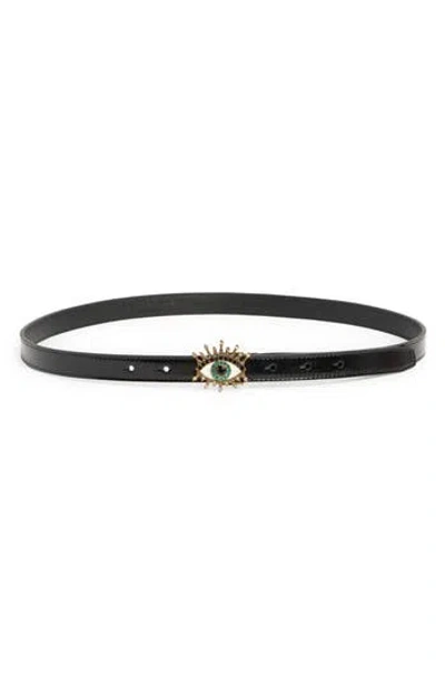 Kurt Geiger London Crinkle Evil Eye Belt In Black