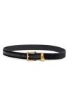 Kurt Geiger London 30mm Quilted Leather Belt In Black/antique Brass