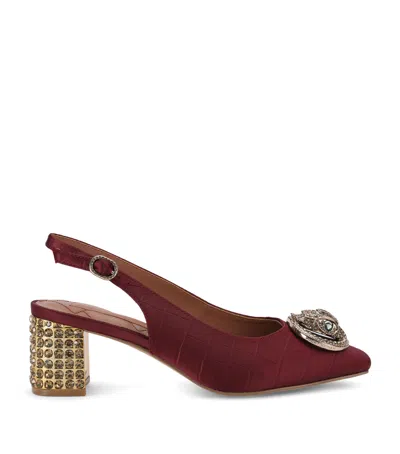 Kurt Geiger London Croc-effect Chelsea Slingback Block Heels In Red