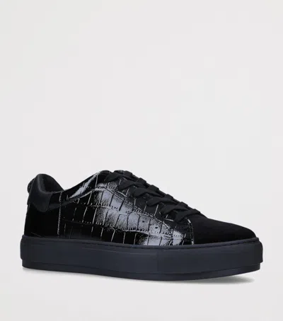 Kurt Geiger London Croc-embossed Leather Laney Sneakers In Black