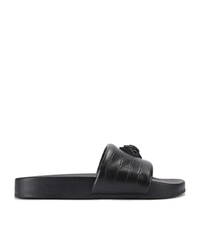 Kurt Geiger London Crocodile-embossed Embellished Brockwell Slides