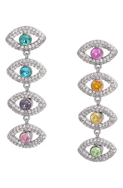 Kurt Geiger London Crystal & Cz Evil Eye Linear Drop Earrings In Multi