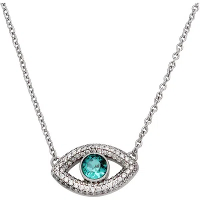 Kurt Geiger London Crystal & Cz Evil Eye Pendant Necklace In Metallic
