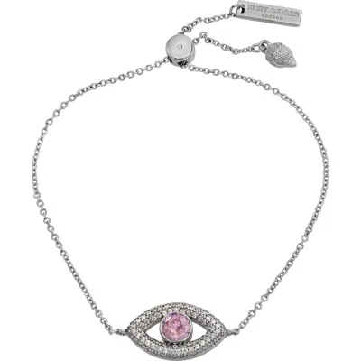 Kurt Geiger London Crystal & Cz Evil Eye Slider Bracelet In Metallic