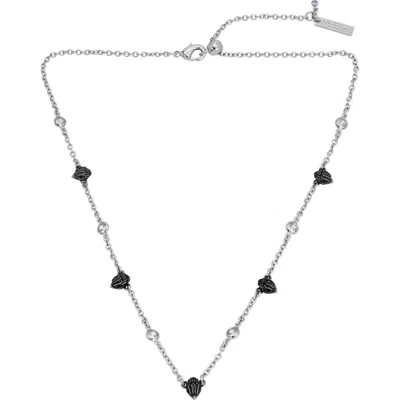 Kurt Geiger London Crystal & Eagle's Head Station Chain Necklace In Transparent