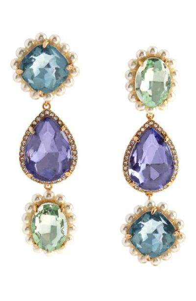 Kurt Geiger London Crystal & Faux Pearl Drop Earrings In Multi