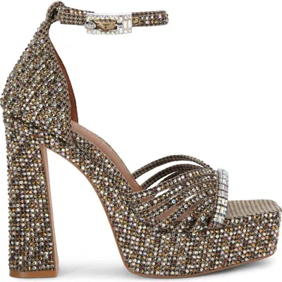 Kurt Geiger London Crystal Ankle Strap Platform Sandal In Brown