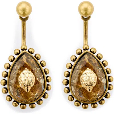 Kurt Geiger London Crystal Barbell Drop Earrings In Gold
