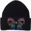 Kurt Geiger London Crystal Bow Beanie In Black