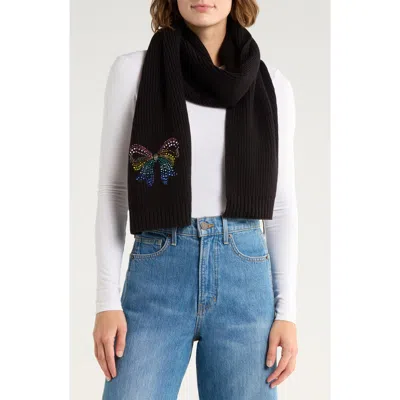 Kurt Geiger London Crystal Bow Scarf In Black