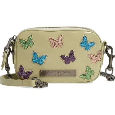 Kurt Geiger London Crystal Butterfly Leather Crossbody Bag In Brown