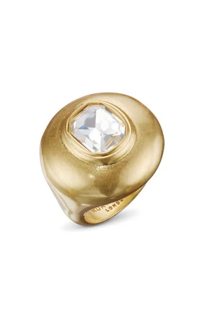 Kurt Geiger London Crystal Button Cocktail Ring In Gold