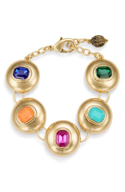 Kurt Geiger London Crystal Button Flex Bracelet In Gold