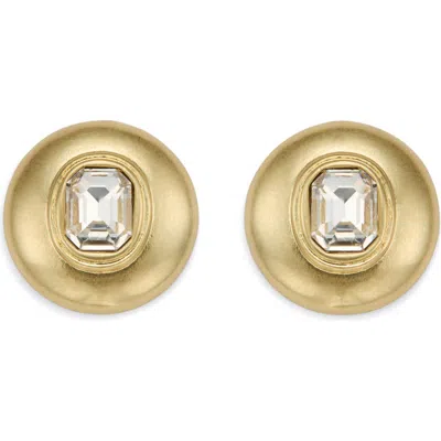 Kurt Geiger London Crystal Button Stud Earrings In Gold