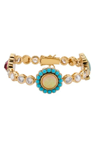 Kurt Geiger London Crystal Chain Bracelet In Gold Multi