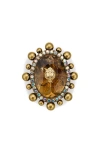 Kurt Geiger London Crystal Cocktail Ring In Gold
